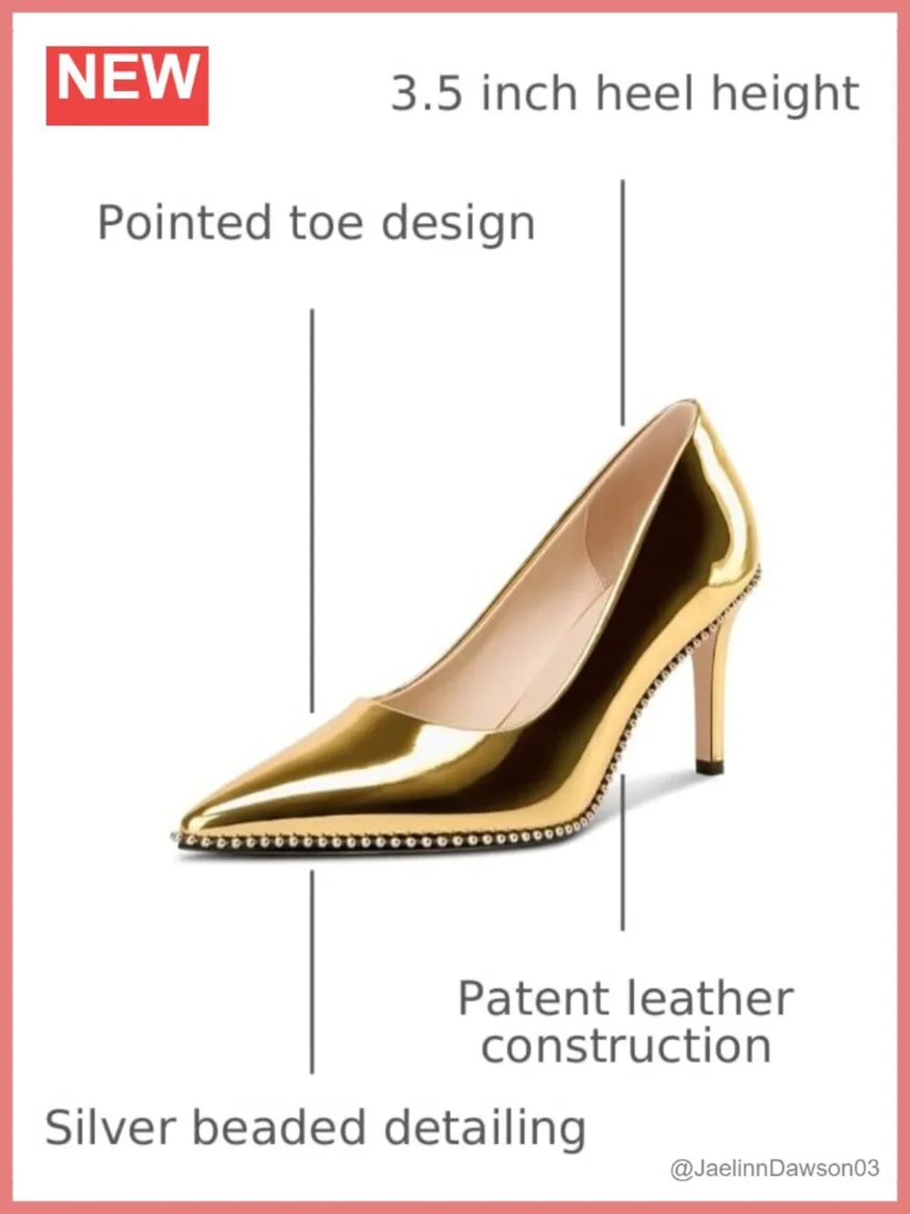 Women's Pointed Toe Stiletto Heels, Slip-on Patent Leather Pumps, Silver Beaded